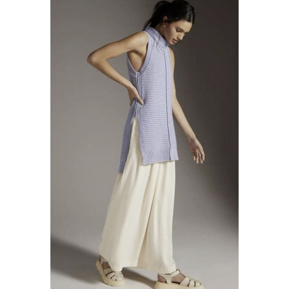 ANTHROPOLOGIE Pilcro Turtleneck Sweater Vest Blue. Size S. MSRP $120